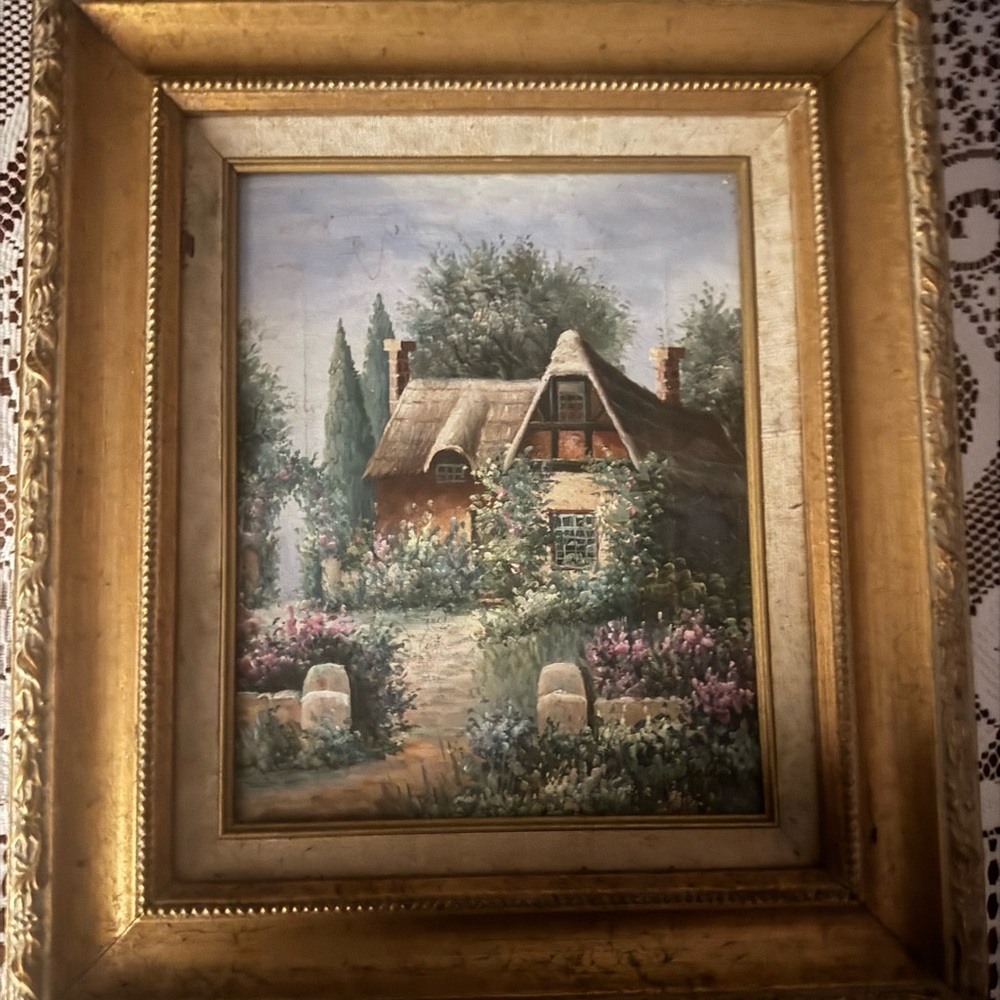 Golden Framed Cottage Art Print